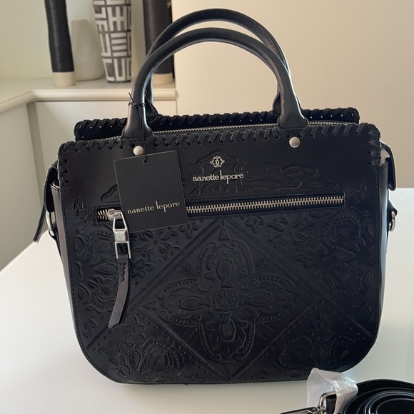 NWT Nanette Lepore Highland Park embossed Satchel - Picture 4 of 14